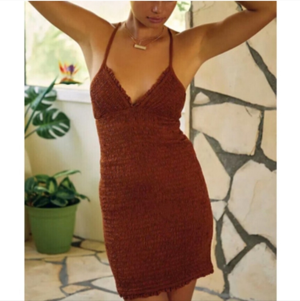Anthropologie Halter Mini Dress With Back Cutout Summer Festival Size Medium - Picture 2 of 13